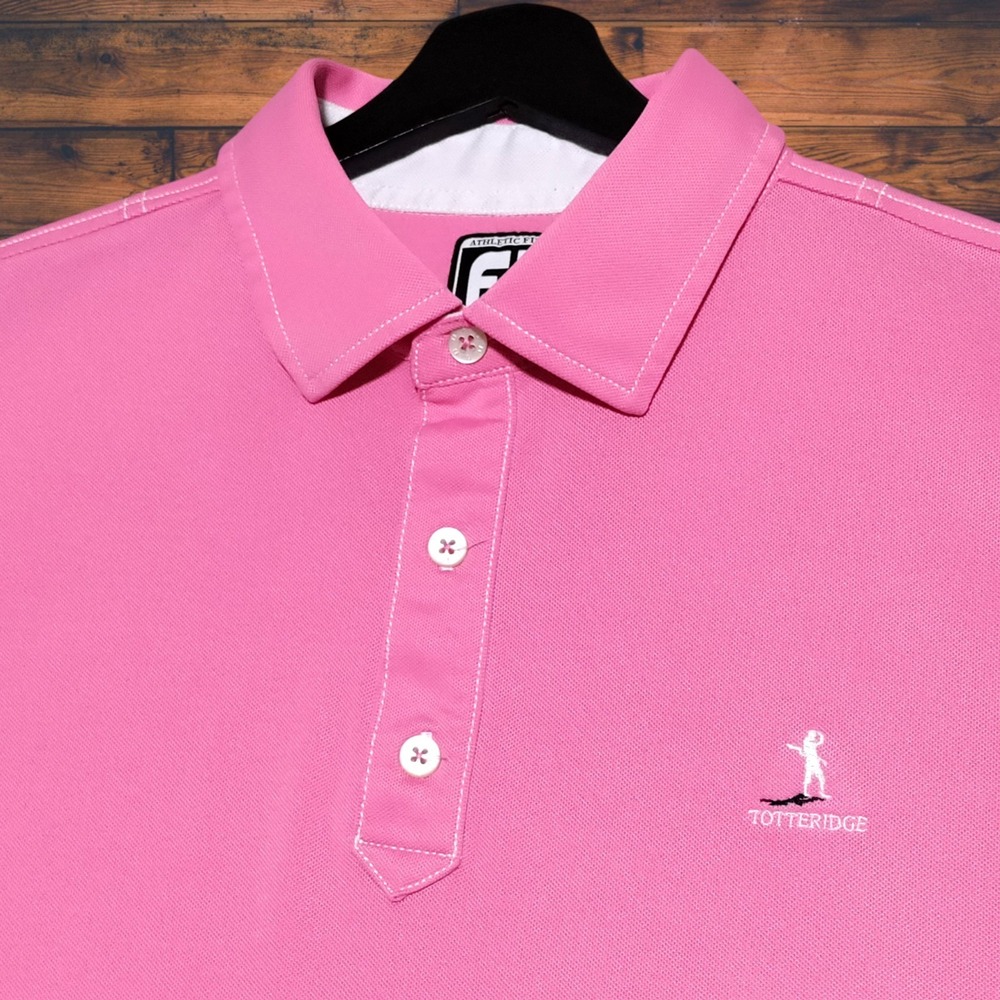 FJ FootJoy Men's Golf Polo Size XL Athletic Fit Pink White Totteridge